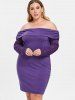 Plus Size Off Shoulder Bodycon Dress with Lace -  