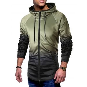 

Raglan Sleeve Zip Pockets Drawstring Hoodie, Fern green