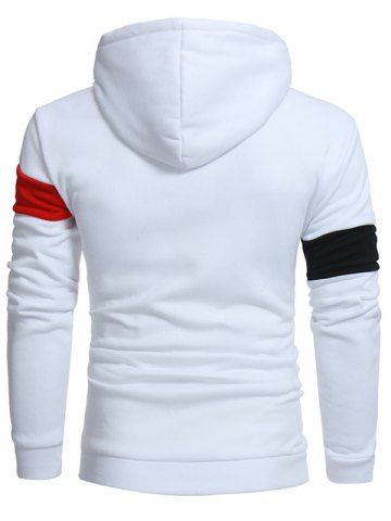 

Color Block Pullover Drawstring Casual Hoodie, White