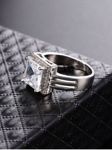 

Rhinestone Geometric Shape Ring, Silver