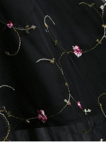 

Tiny Floral High Low Mesh Dress, Black