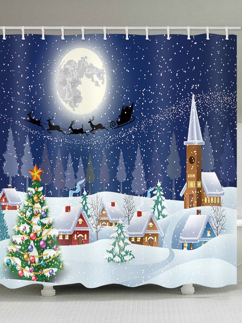 

Snowing Christmas Waterproof Bathroom Shower Curtain, Multi