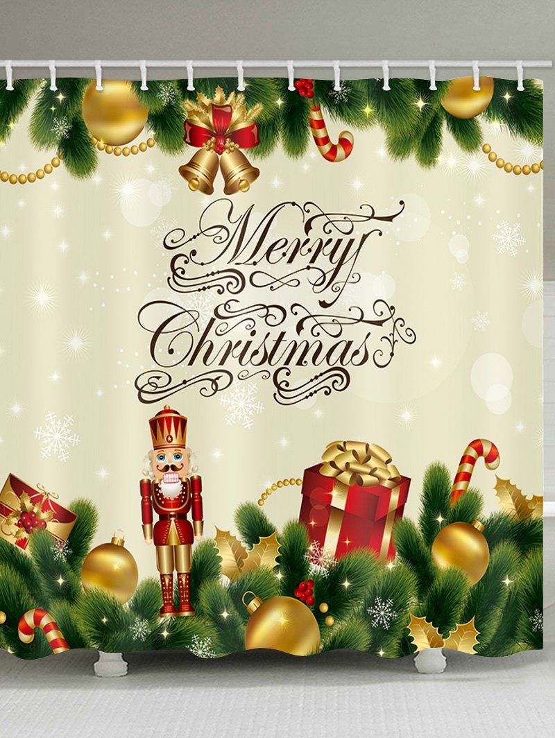 

Christmas Sparkling Leaves Pattern Bathroom Shower Curtain, Multi