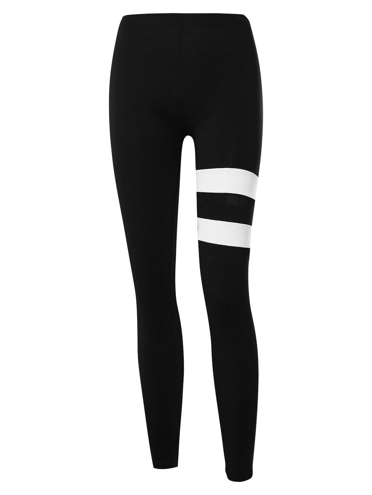 

Elastic Waist Stripe Leggings, Black