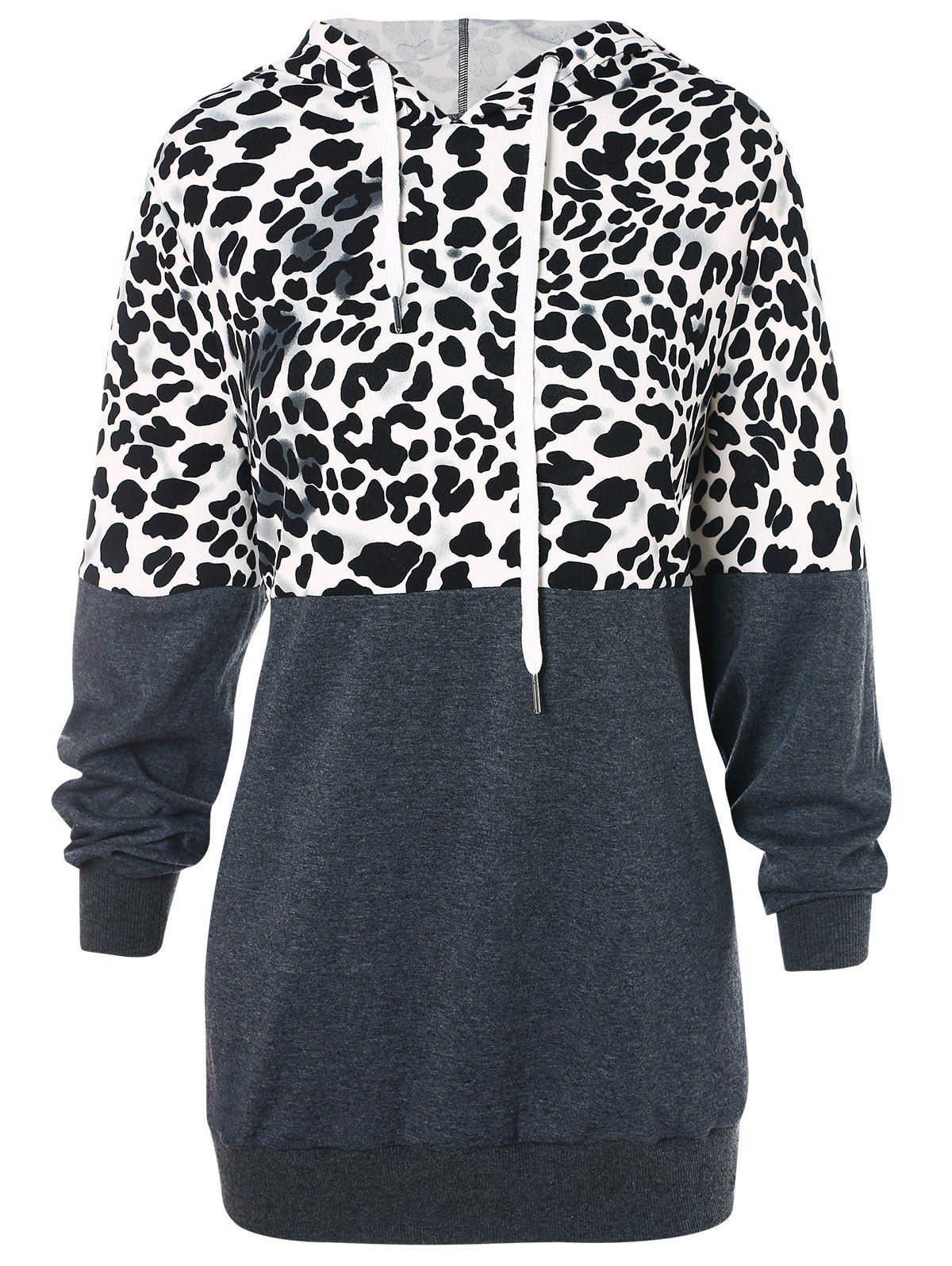 

Leopard Drawstring Pullover Hoodie, Slate gray