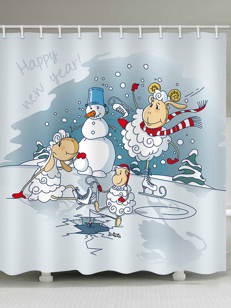 

Christmas Sheep Pattern Waterproof Bathroom Shower Curtain, Multi
