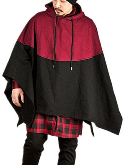 

Contract Color Pullover Hooded Cloak, Red