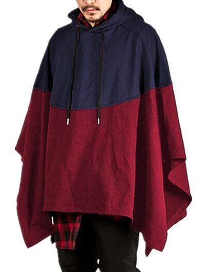 

Contract Color Pullover Hooded Cloak, Cadetblue