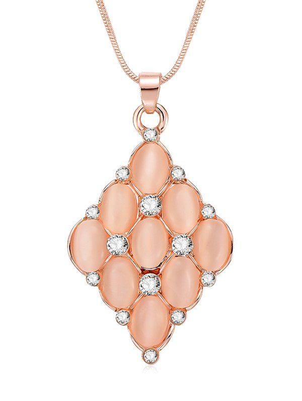 

Geometric Shape Rhinestone Pendant Necklace, Rose gold