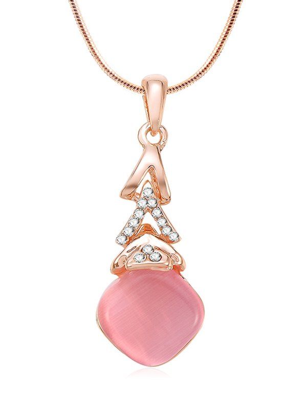 

Rhinestone Geometric Design Snake Chain Necklace, Rose gold