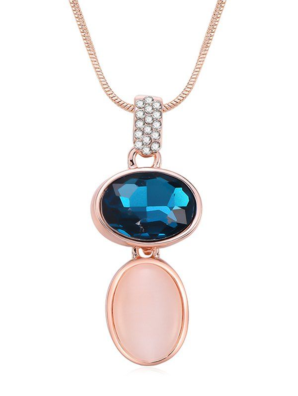 

Artificial Crystal Oval Shape Pendant Necklace, Rose gold