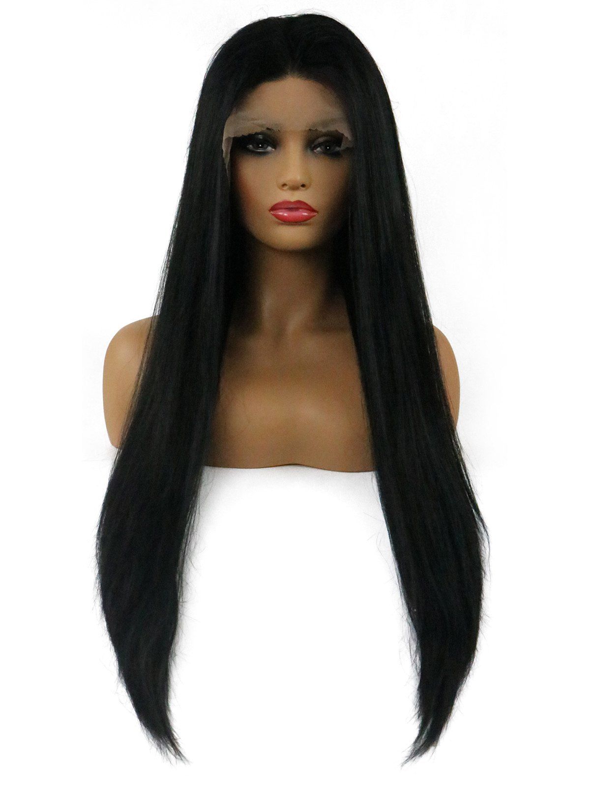 

Middle Part Synthetic Long Straight Lace Front Wig, Black