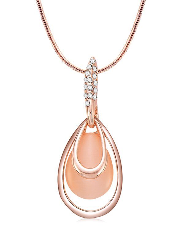 

Hollow Water Drop Shape Pendant Necklace, Rose gold