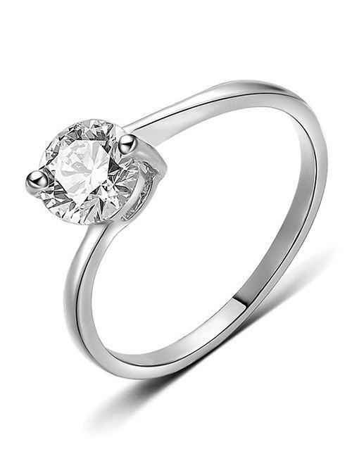 

Round Rhinestone Decorative Finger Ring, Silver