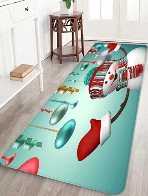 

Christmas Snowman Ball Printed Non-slip Area Rug, Medium spring green