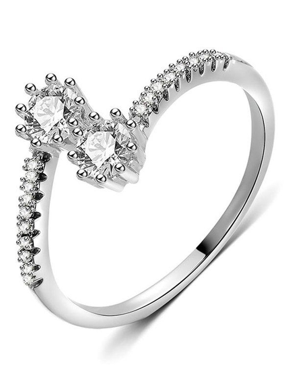 

Artificial Diamond Inlaid Decorative Metal Ring, Silver