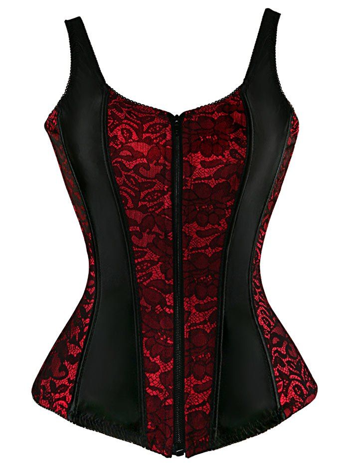

Sweetheart Neck Plus Size Zip Up Corset, Red
