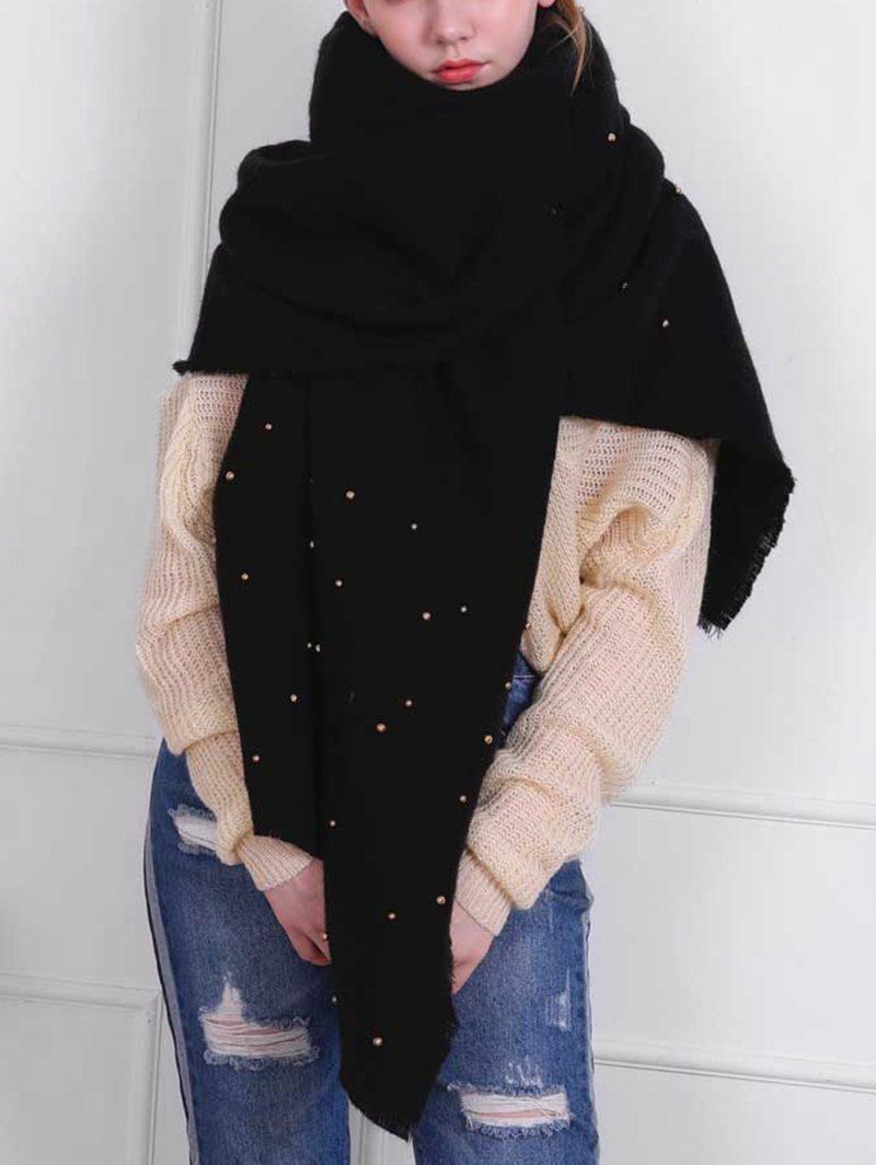 

Winter Beaded Decorative Shawl Scarf, Black