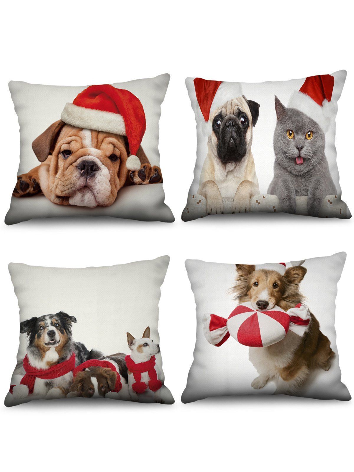 

4PCS Christmas Dog Printed Pillowcases, Multi