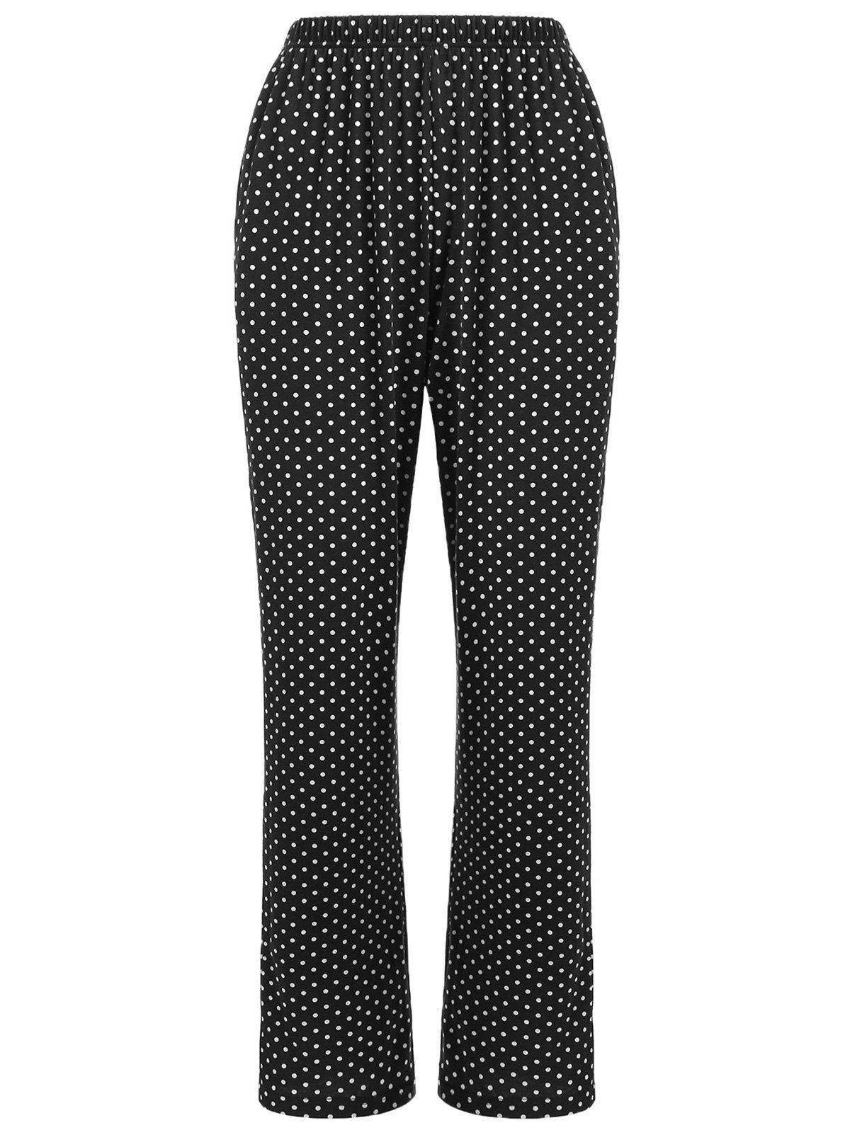 

Sleepwear Polka Dot Print Pants, Black