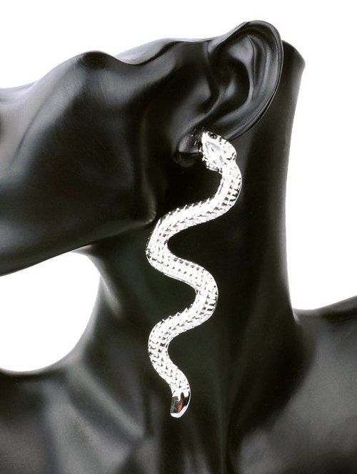 

Overstatement Alloy Snake Punk Earrings, Silver
