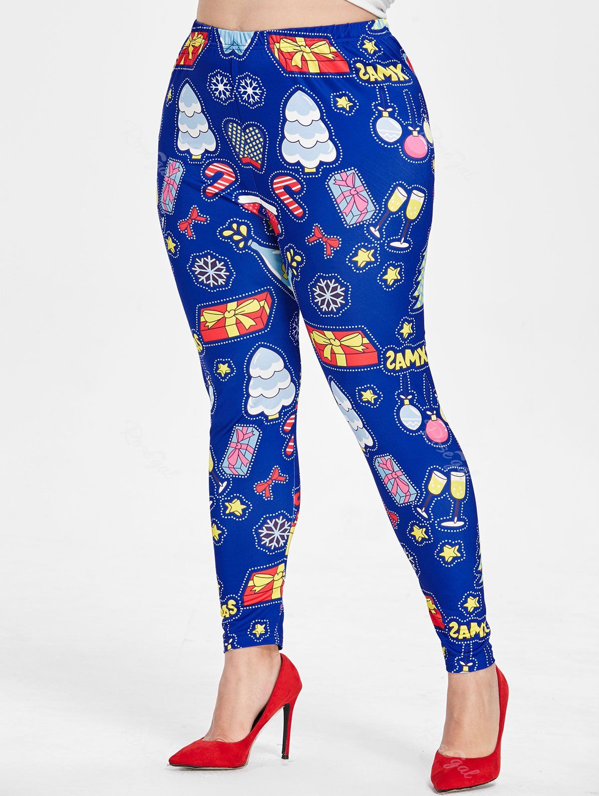 

Christmas Gift Snowflake Plus Size Leggings, Cobalt blue