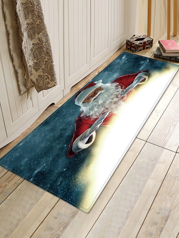 

Christmas Santa Claus Pattern Water Absorption Anti-skid Area Rug, Multi