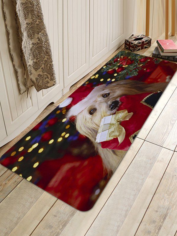 

Christmas Dog Pattern Anti-skid Water Absorption Area Rug, Multi