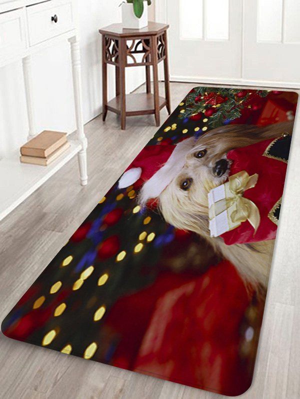 

Christmas Dog Pattern Anti-skid Water Absorption Area Rug, Multi