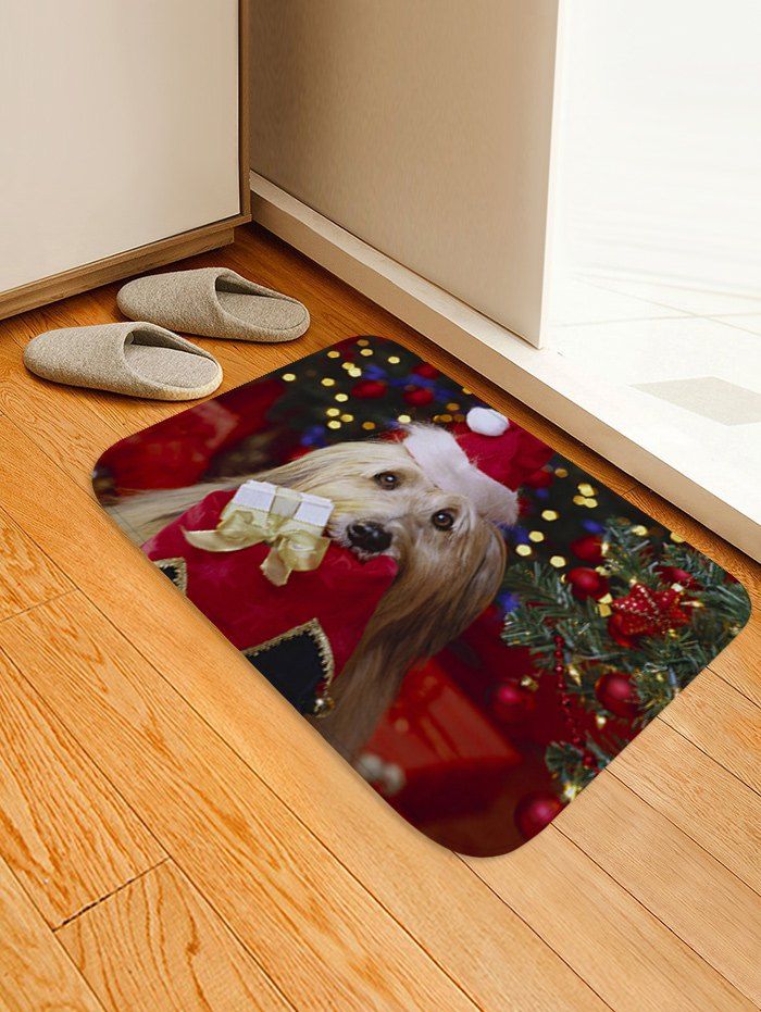 

Christmas Dog Pattern Anti-skid Water Absorption Area Rug, Multi