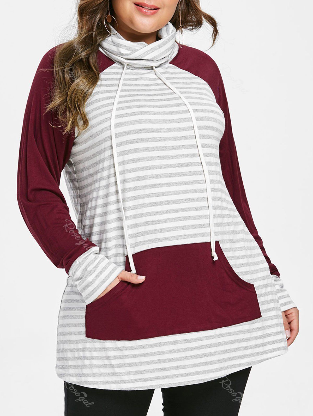 striped cowl neck sweatshirt