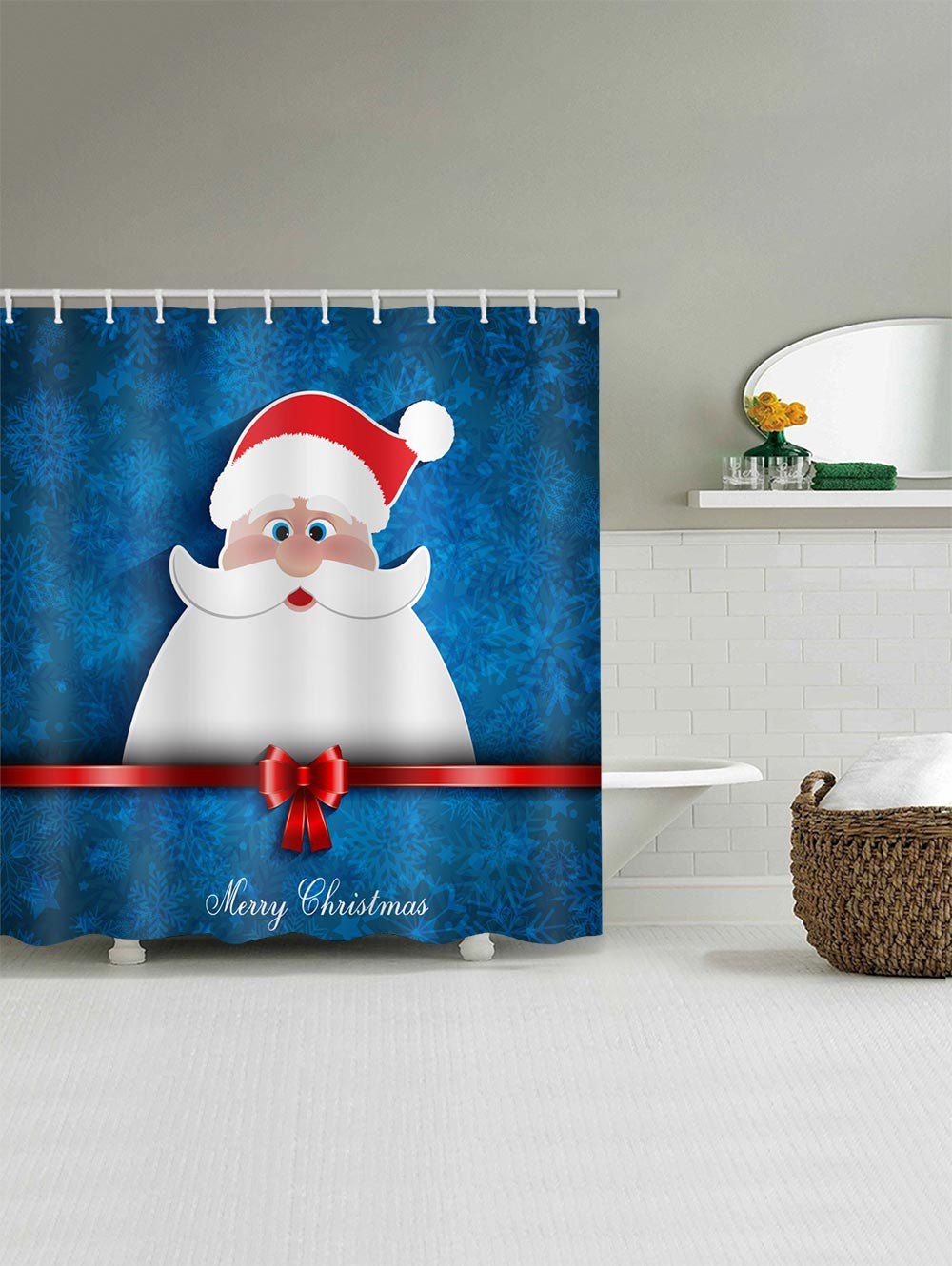 

Christmas Santa Claus Waterproof Shower Curtain, Multi