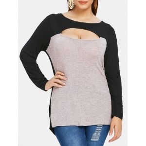 

Two Tone Cutout Plus Size Top, Multi