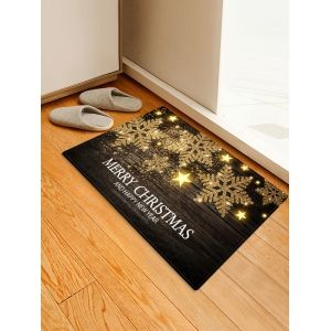 

Merry Christmas Snowflake Printed Decorative Floor Mat, Taupe