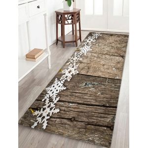 

Christmas Snowflake Wooden Printed Decorative Floor Mat, Wood