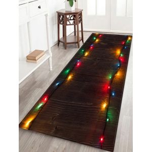 

Wooden Christmas Light Printed Decorative Floor Mat, Black