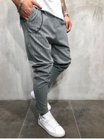 

Stripe Elastic Waist Pants, Gray cloud