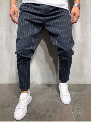 

Stripe Elastic Waist Pants, Cadetblue