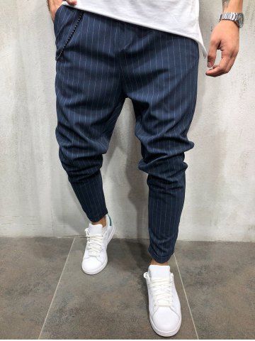 

Stripe Elastic Waist Pants, Ocean blue