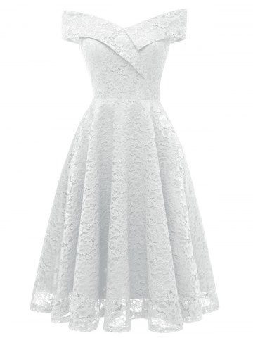2019 White Sleeveless Deep V Neck Flare Dress | Rosegal.com