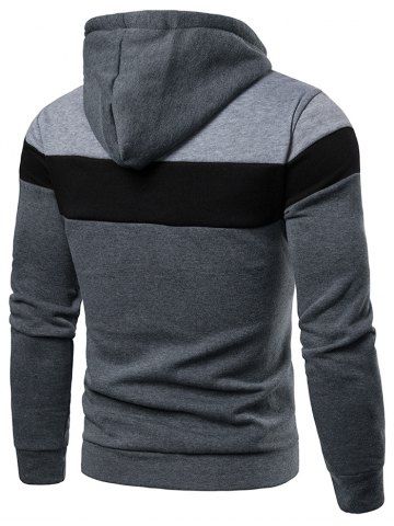 

Fleece Lined Zip Up Color Block Pocket Hoodie, Ash gray