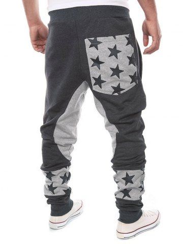 

Star Print Color Block Jogger Pants, Dark gray