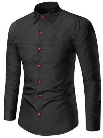 

Button Up Solid Business Shirt, Black