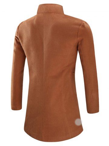 

Lapel Collar Single Breasted Longline Coat, Light brown