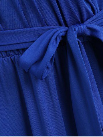 

V Neck Belted Maxi Dress, Blue