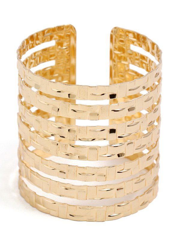 

Geometric Design Hollow Cuff Bangle, Gold
