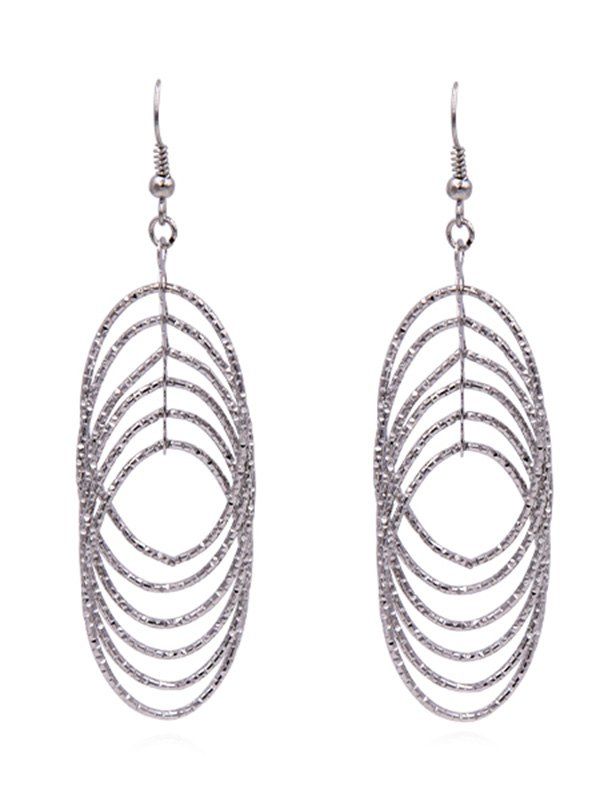 

Punk Style Layer Round Geometric Shape Hook Earrings, Silver