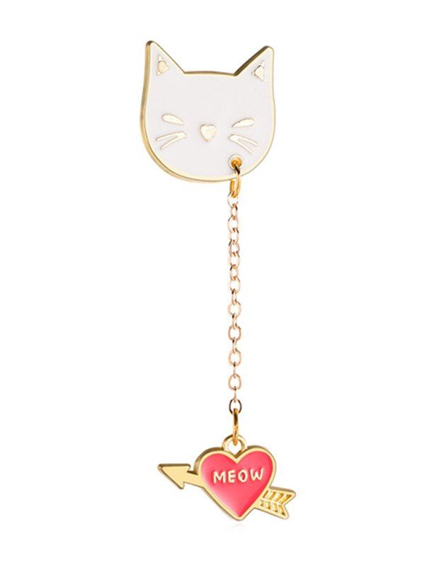 

Cat Pattern Meow Letter Pendant Brooch, Gold