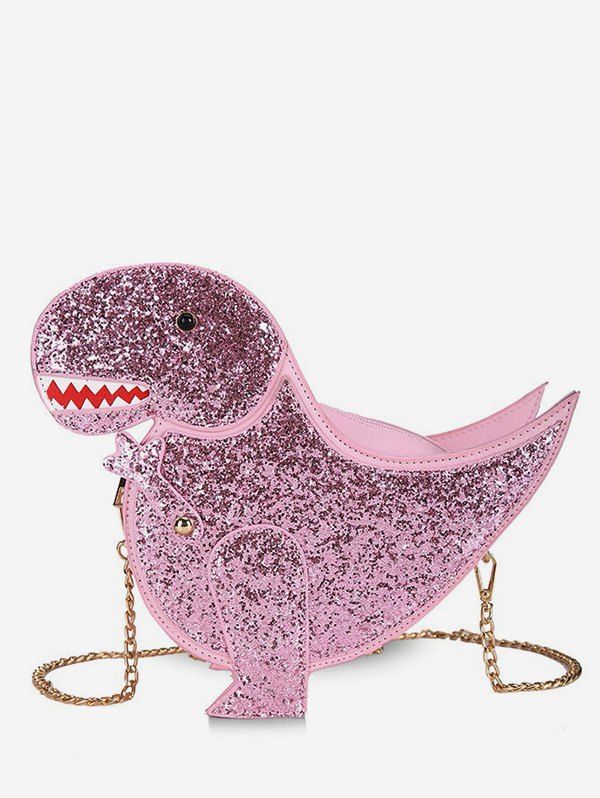 

Glisten Dinosaur Shape Chain Crossbody Bag, Pink