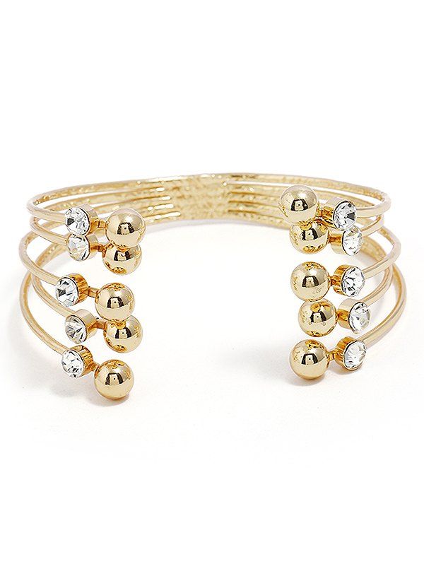 

Rhinestone Alloy Bead Cuff Bracelet, Gold